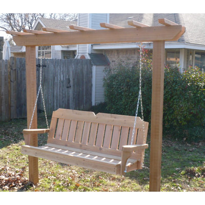August Grove Donath Cedar Arbor Porch Swing With Stand Wayfair