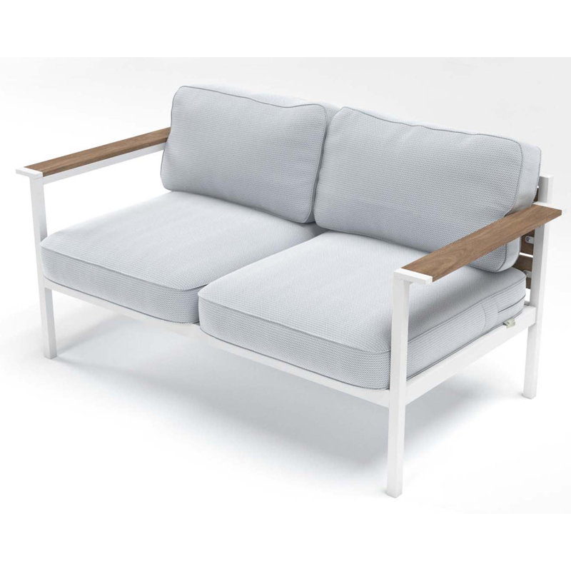 Zinus Outdoor Steel And Wood Framed Loveseat With Cushions Reviews Wayfair