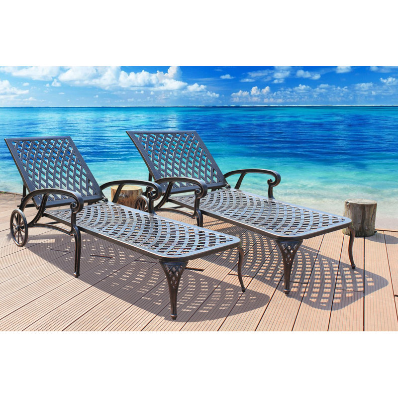 Canora Grey Chaise Outdoor Aluminum Wheels Lounges Chair Adjustable Reclining Patio Furniture Set Pack Of 2 Wayfair