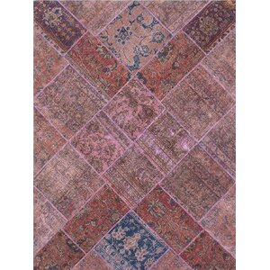 One-of-a-Kind Persian Vogue Patch Hand-Knotted Beige/Pink Area Rug