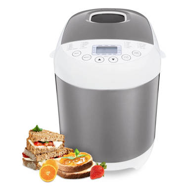 LED Display Automatic Bread Maker 2LB Programmable Bread Machine With Gluten Free Sitting 19 Programs, 3 Loaf Sizes, 3 Crust Colors, 15 Hours Delay Timer, 1 Hour Keep Warm White Visual Menu 