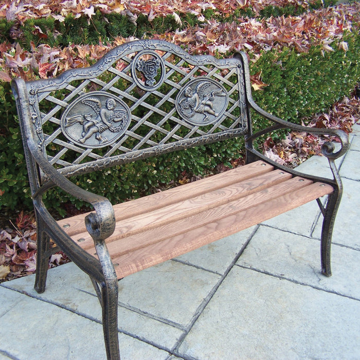 Oakland Living Angel Kiddy Wood And Cast Iron Park Bench Wayfair Ca