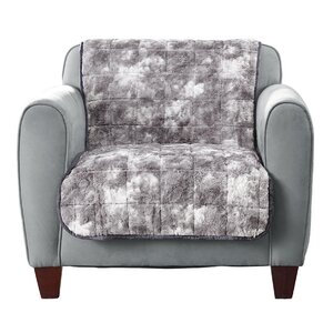 Faux Fur Quilted Box Cushion Armchair Slipcover