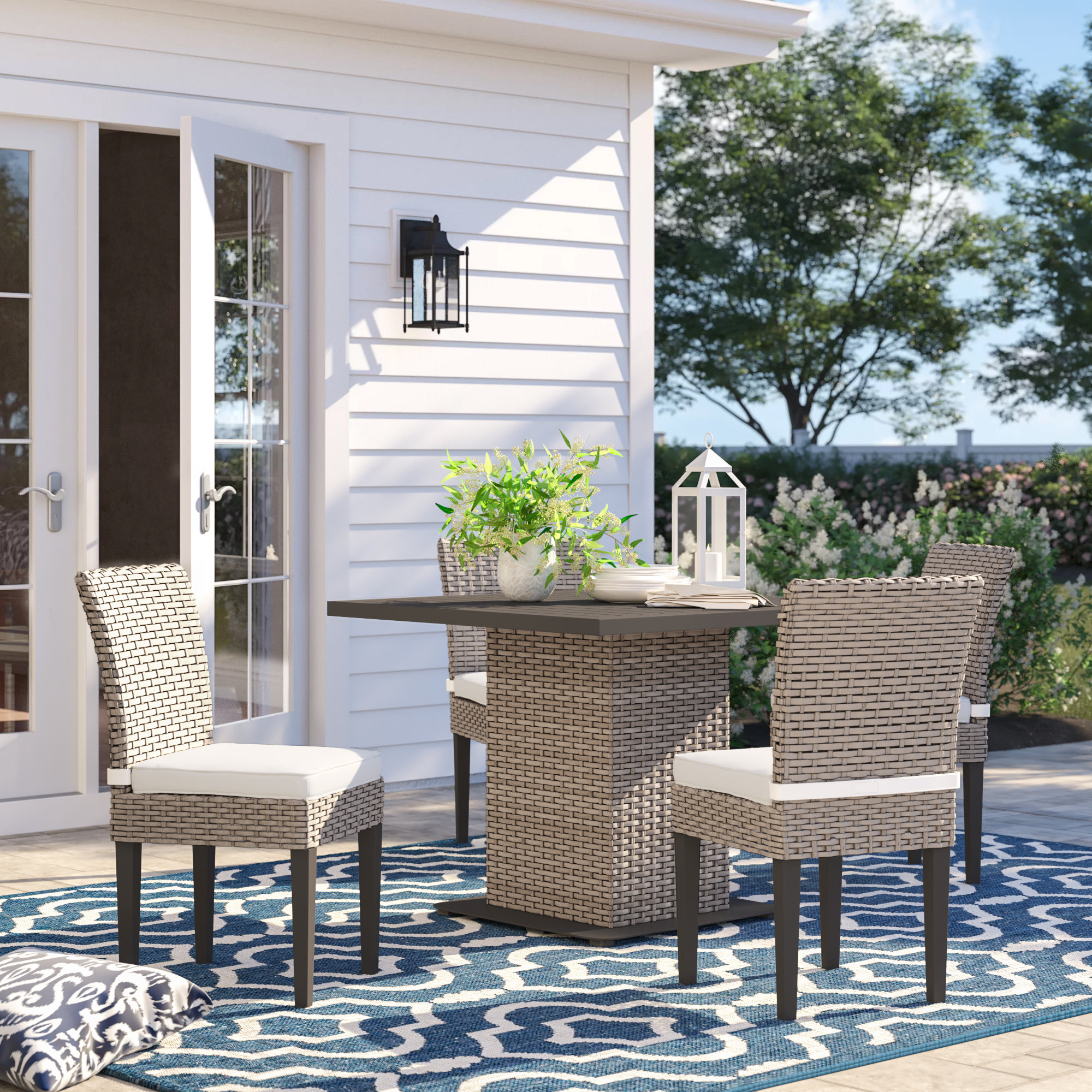 Sol 72 Outdoor Rockport 5 Piece Dining Set With Cushions Reviews Wayfair