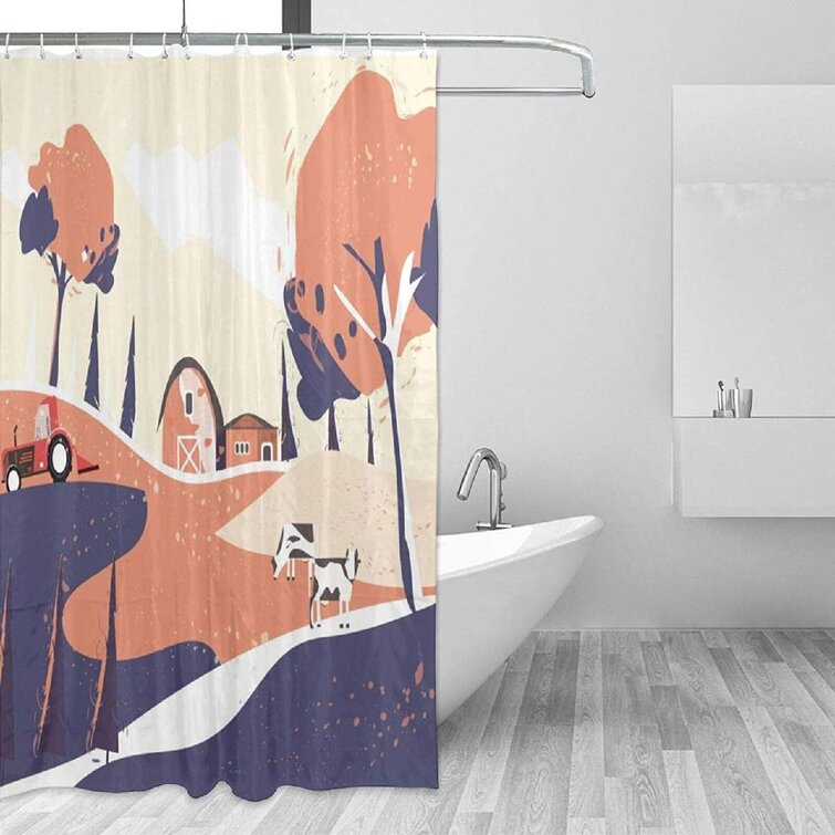 Autumn Maple Forest Path Shower Curtain Liner Waterproof Fabric Bathroom Hooks 