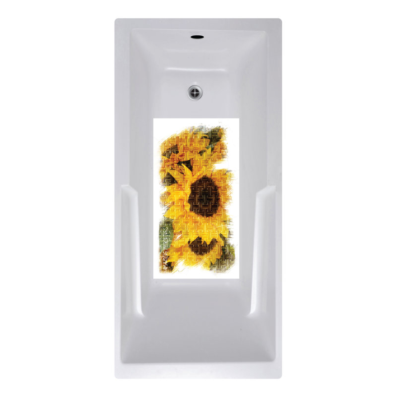 No Slip Mat By Versatraction Kahuna Grip Sunflowers Rectangle Non Slip Floral Shower Mat Wayfair