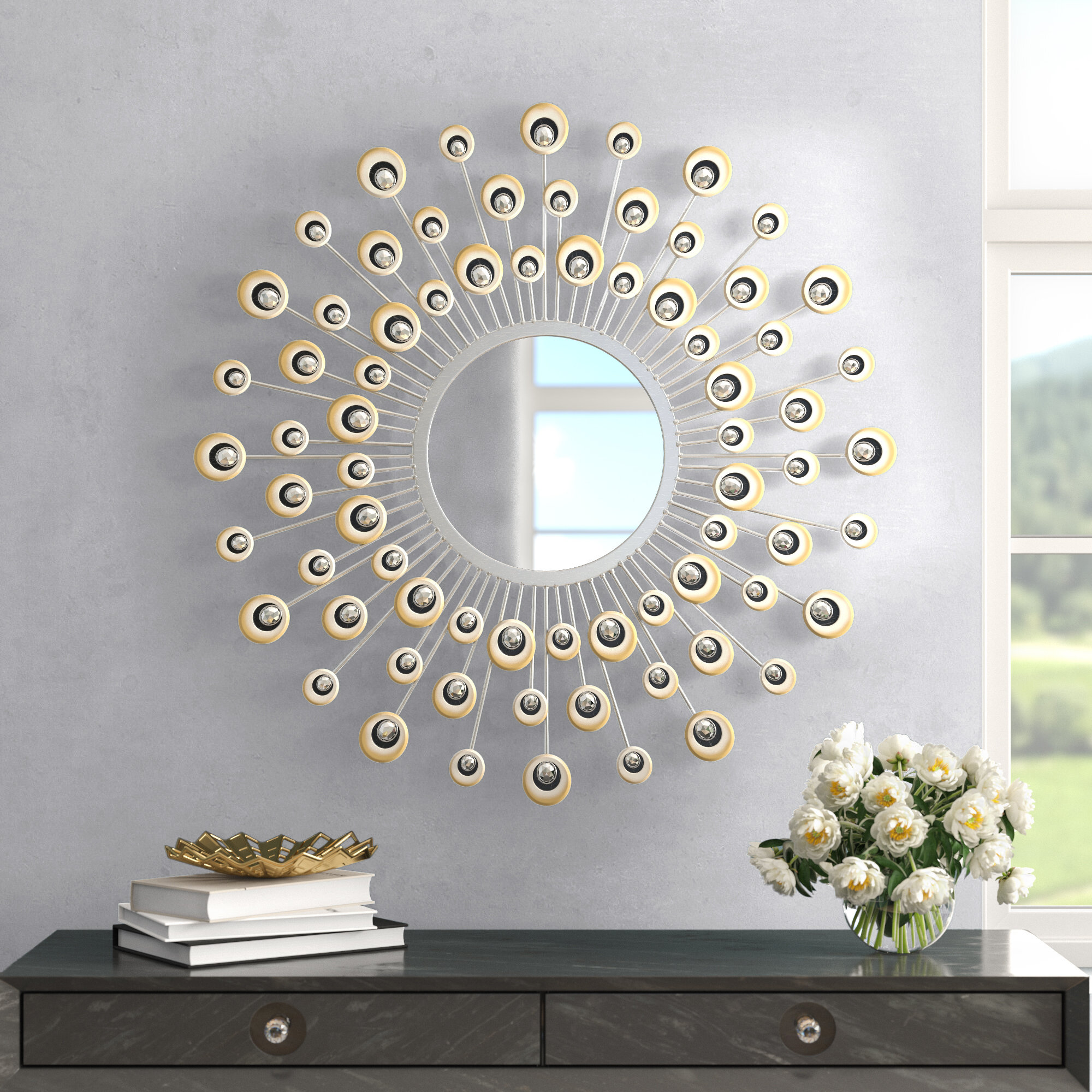 Mistana Sunburst Metal Wall Mirror & Reviews Wayfair.co.uk