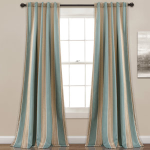 Leffler Stripe Room Darkening Rod Pocket Curtain Panels (Set of 2)