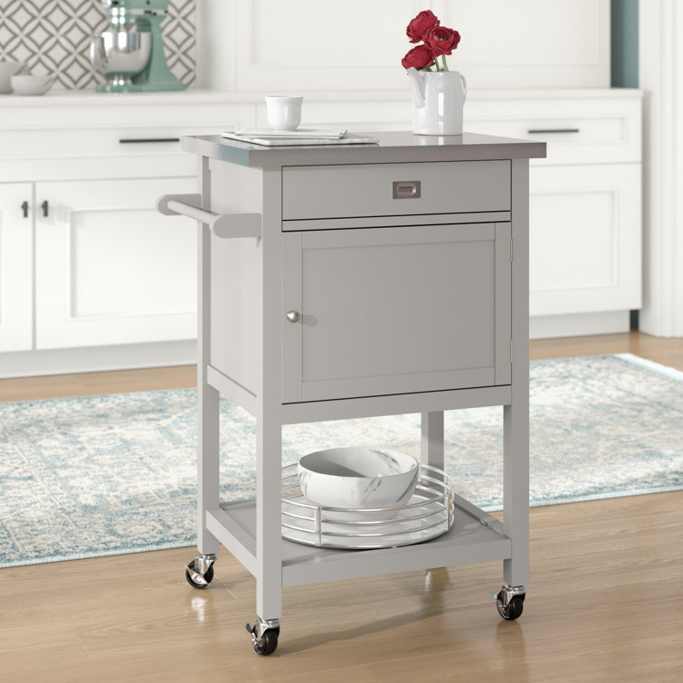 Willa Arlo Interiors Eira Kitchen Cart With Stainless Steel Top Reviews Wayfair