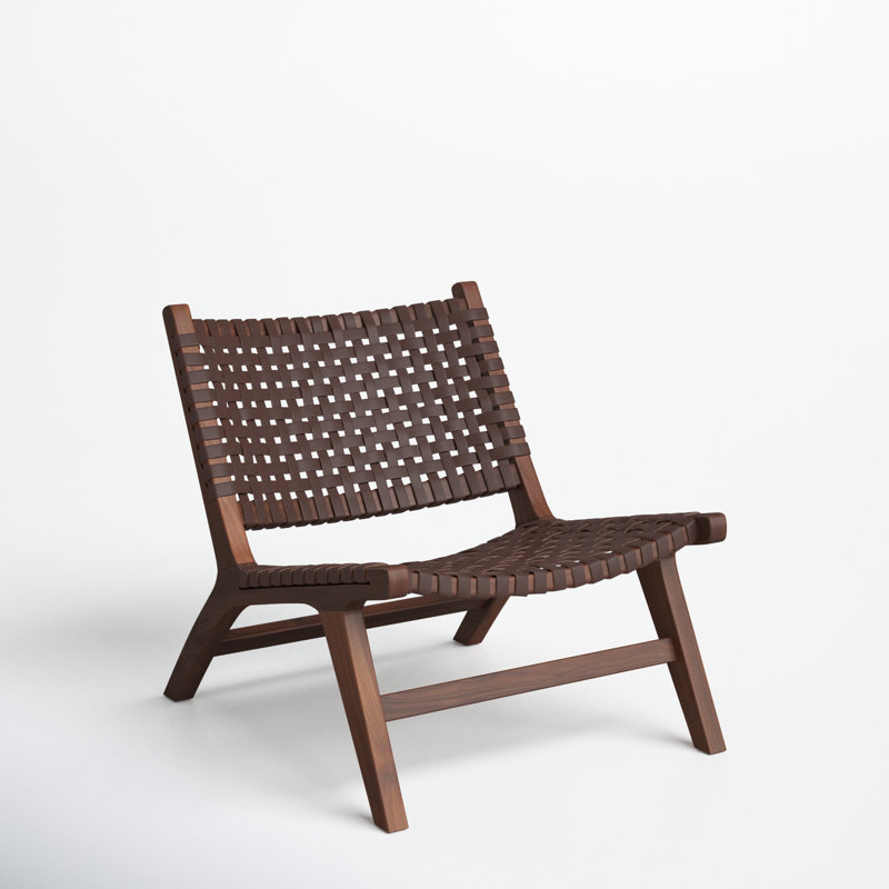 Denman Woven-Back Leather Side Chair Fabric: Brown Genuine Leather