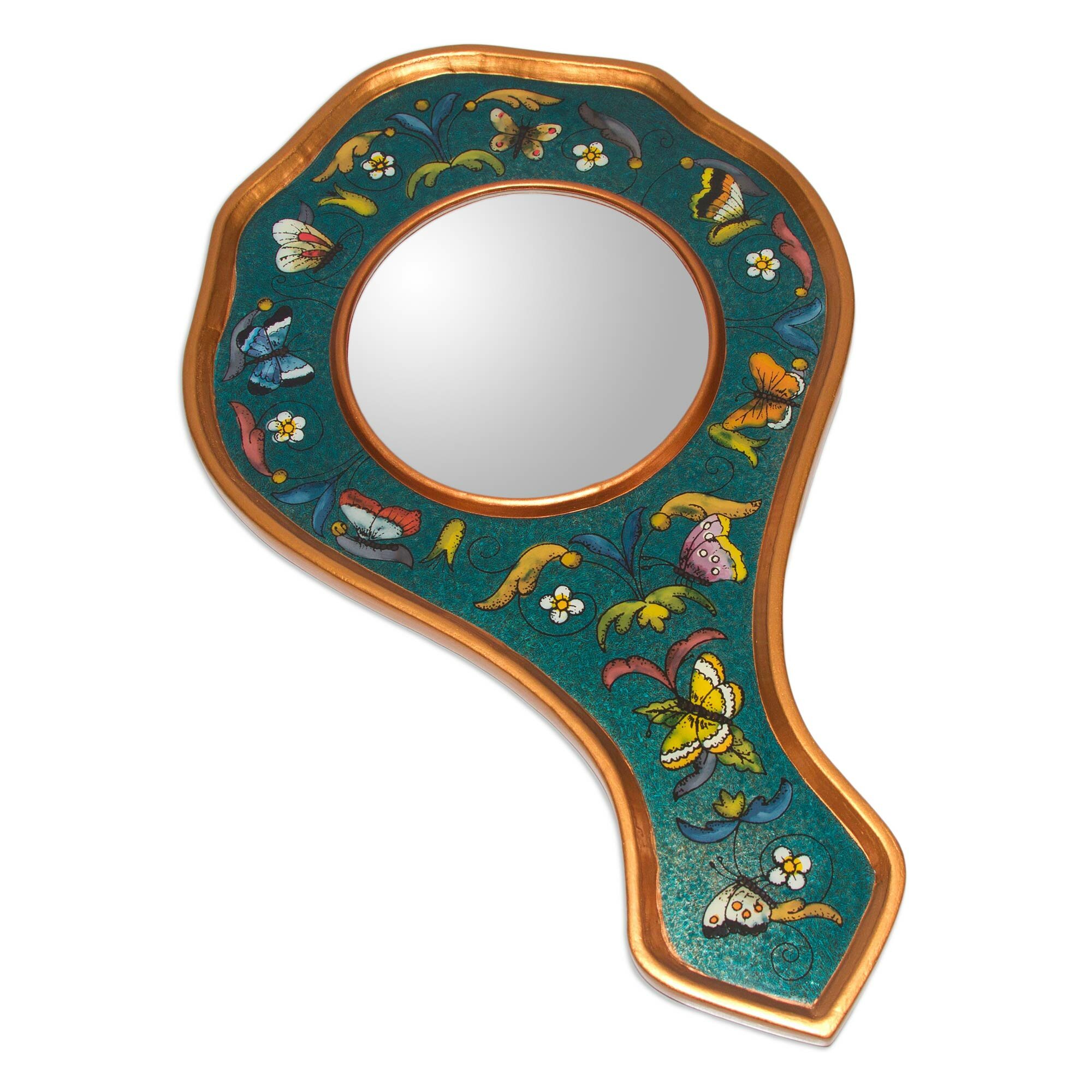 World Menagerie Duncombe Reverse Painted Hand Modern Contemporary Accent Mirror