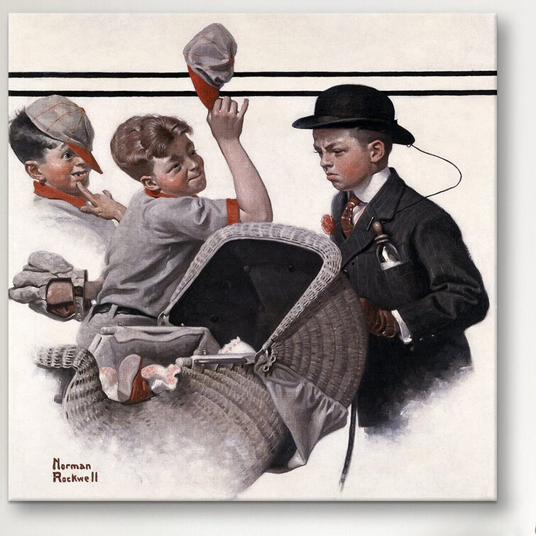 Life Art Repro choose Canvas or Paper Boy with Baby Carriage by Norman Rockwell