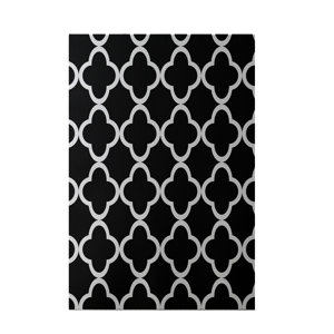 Marrakech Express Geometric Print Black/Silver Indoor/Outdoor Area Rug