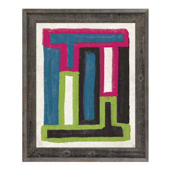 Click Wall Art Ready Made Towers Teal Pink And Green Framed