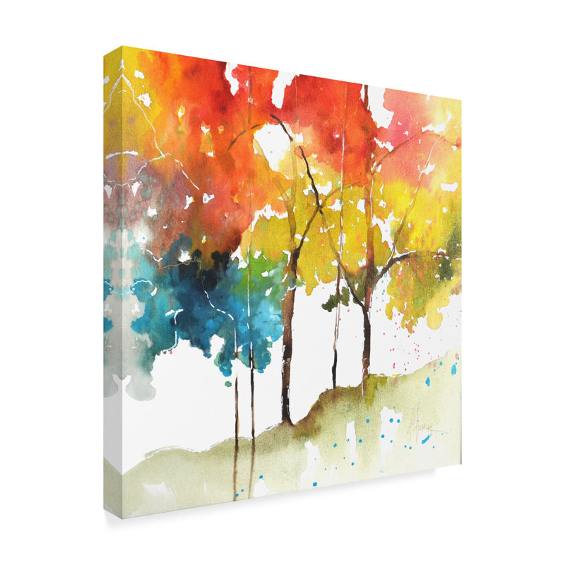East Urban Home Rainbow Trees Ii Watercolor Painting Print On