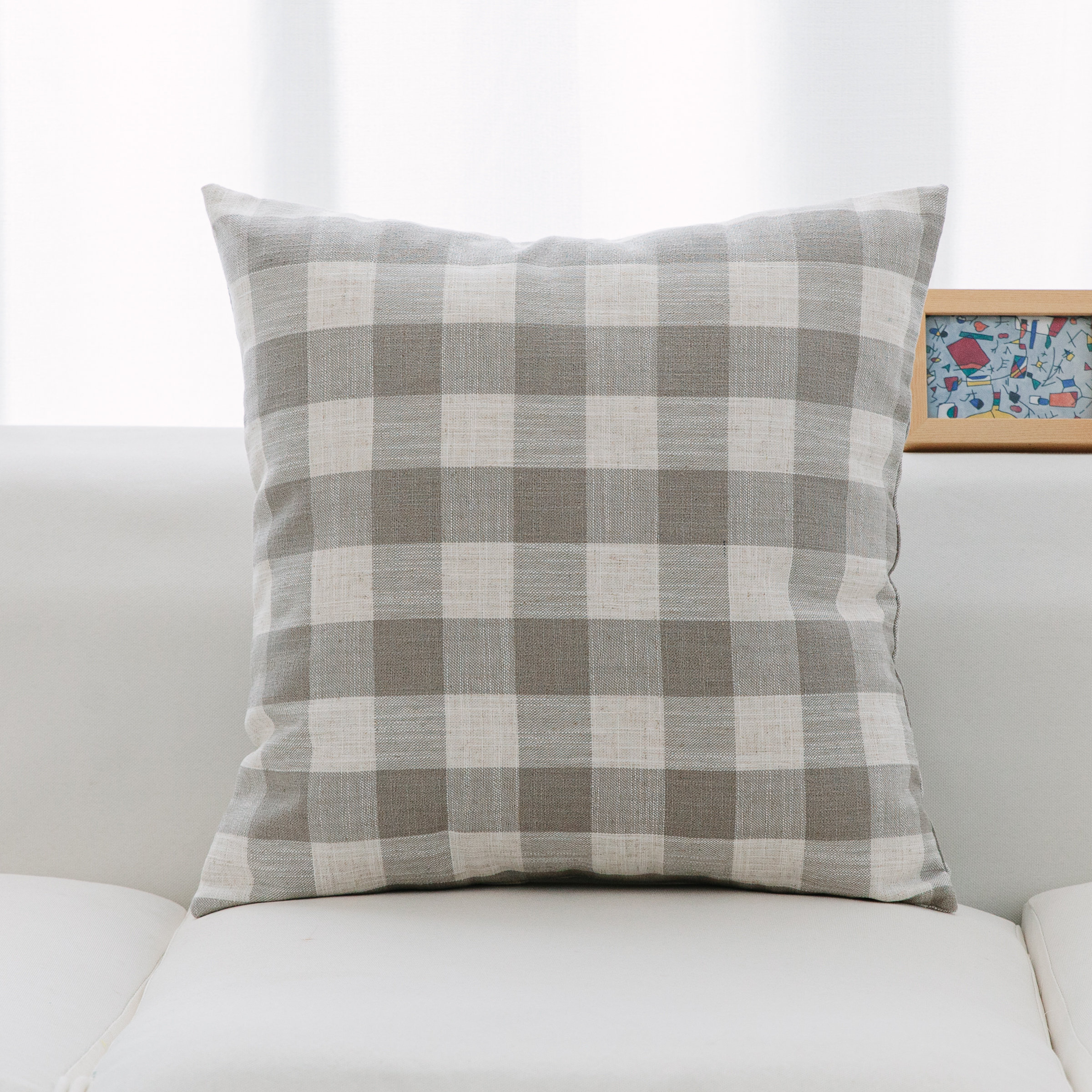 gray plaid pillow covers