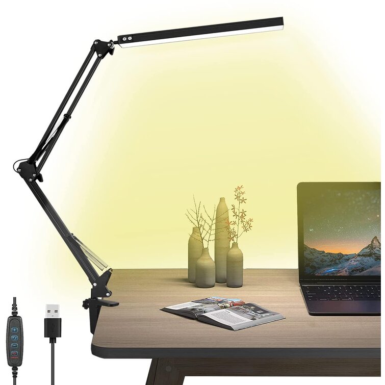 Eye-Caring Architect LED Desk Light Eocean Adjustable Clamp Light Desk Lamp Swing Arm Lamp for Desk,3 Color Modes 10 Brightness Levels