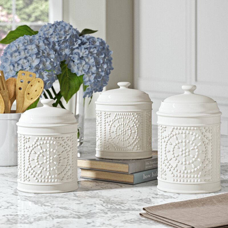 One Allium Way Embossed 3 Piece Kitchen Canister Set Reviews Wayfair