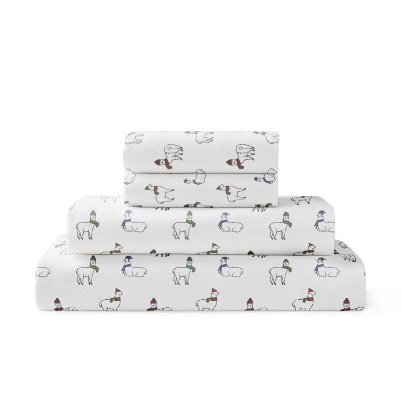 Brielle Flannel Animal Print Llamas 100 Cotton Sheet Set