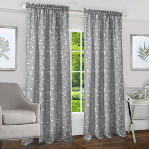 Irene Floral Semi-Sheer Rod Pocket Single Curtain Panel