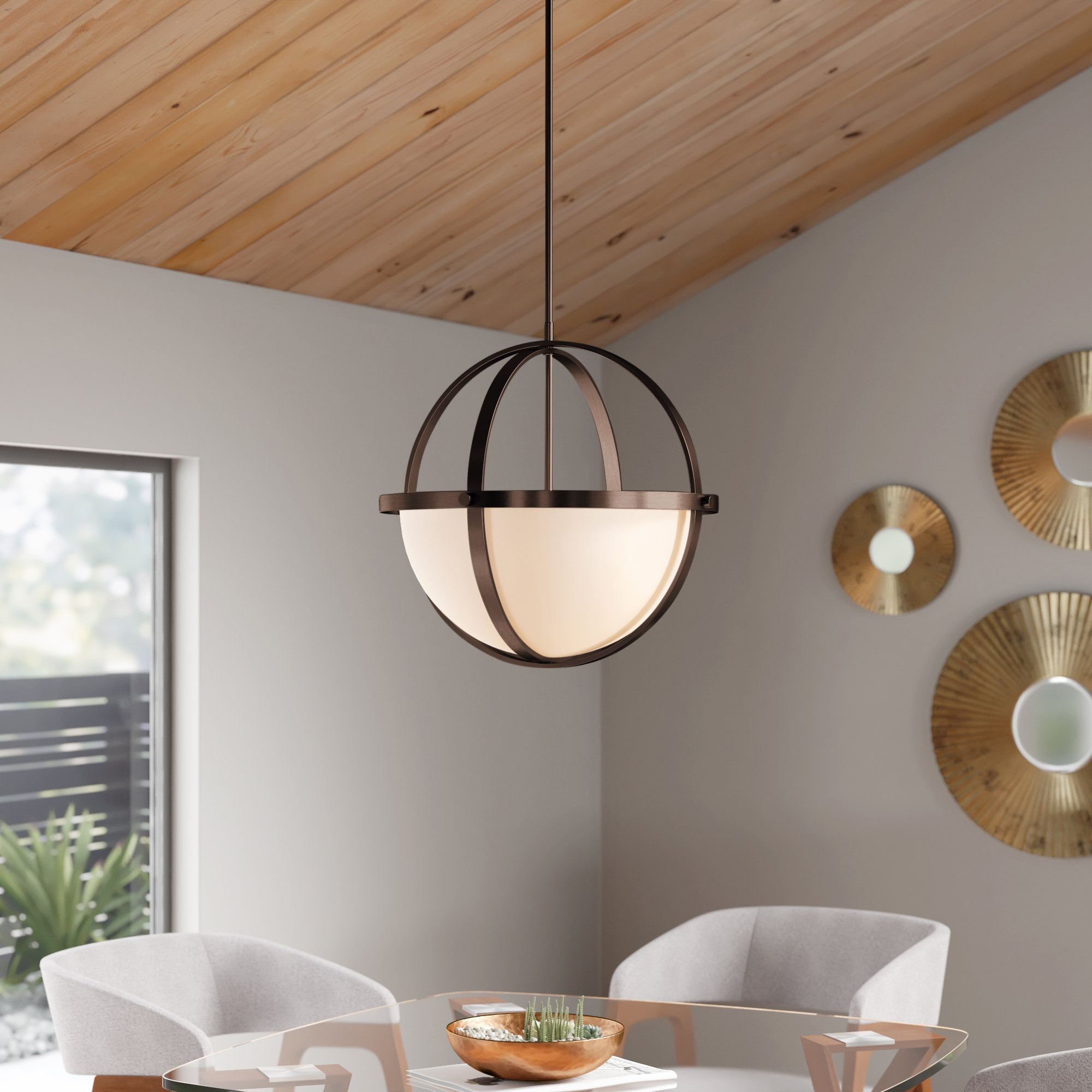 Allmodern Raine 3 Light Shaded Globe Chandelier Reviews Wayfair
