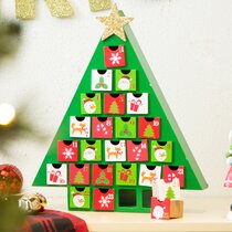 Red Metal "Merry Christmas" Hanging Wall Advent Calendar Countdown Xmas