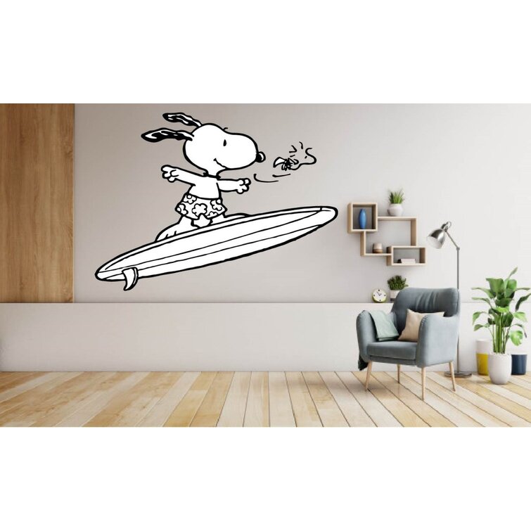 Design With Vinyl Snoopy Surfing Surf Woodstock Vinyl Wall Decal Wayfair