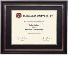 TRADITIONAL 1" Black w/Gold Diploma Frame with 2 Mats QUALITY MOLDING 