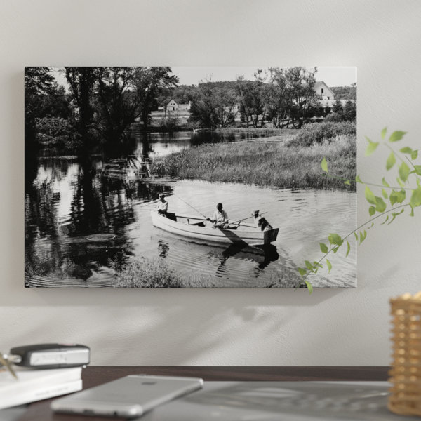 East Urban Home 1930s 1940s Pair Of Boys In Rowboat With Collie