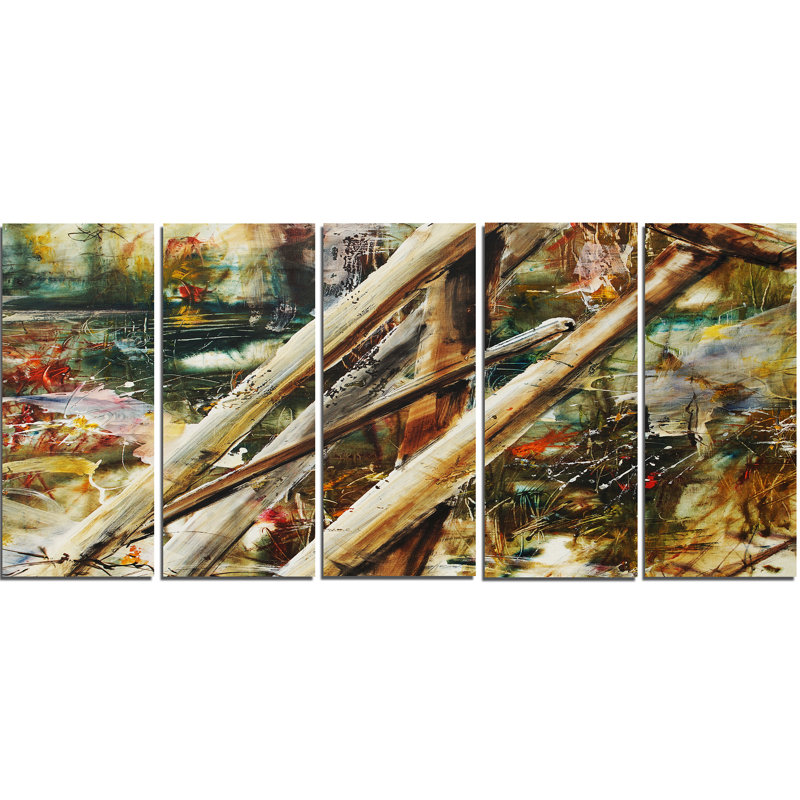 Designart Tools And Abstract Pattern 5 Piece Painting Print On