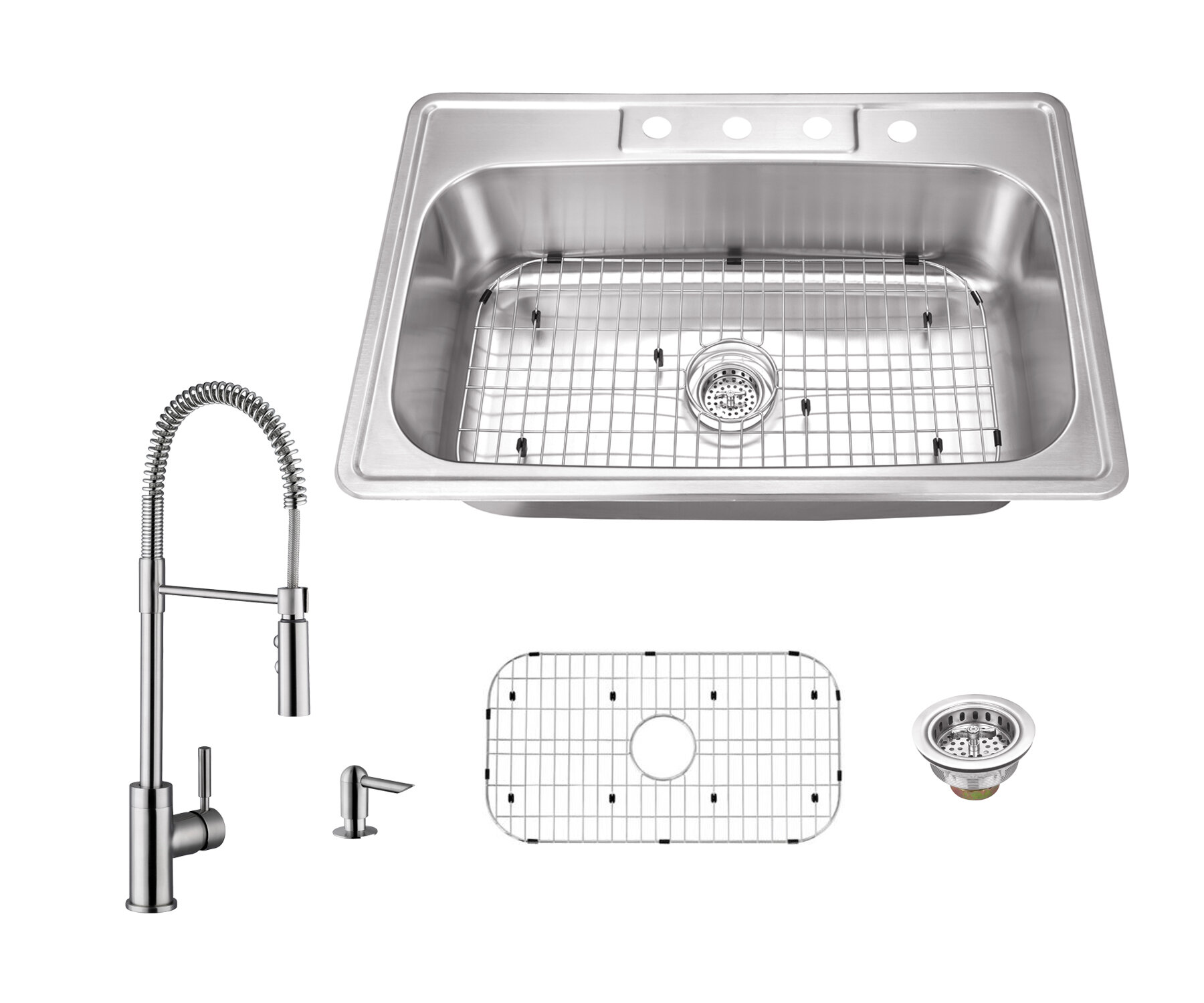 20 Gauge Stainless Steel 33 L X 22 W Drop In Kitchen Sink With Faucet
