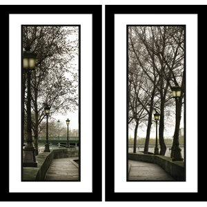 'Along the Quai' 2 Piece Framed Photographic Print Set in Black and White