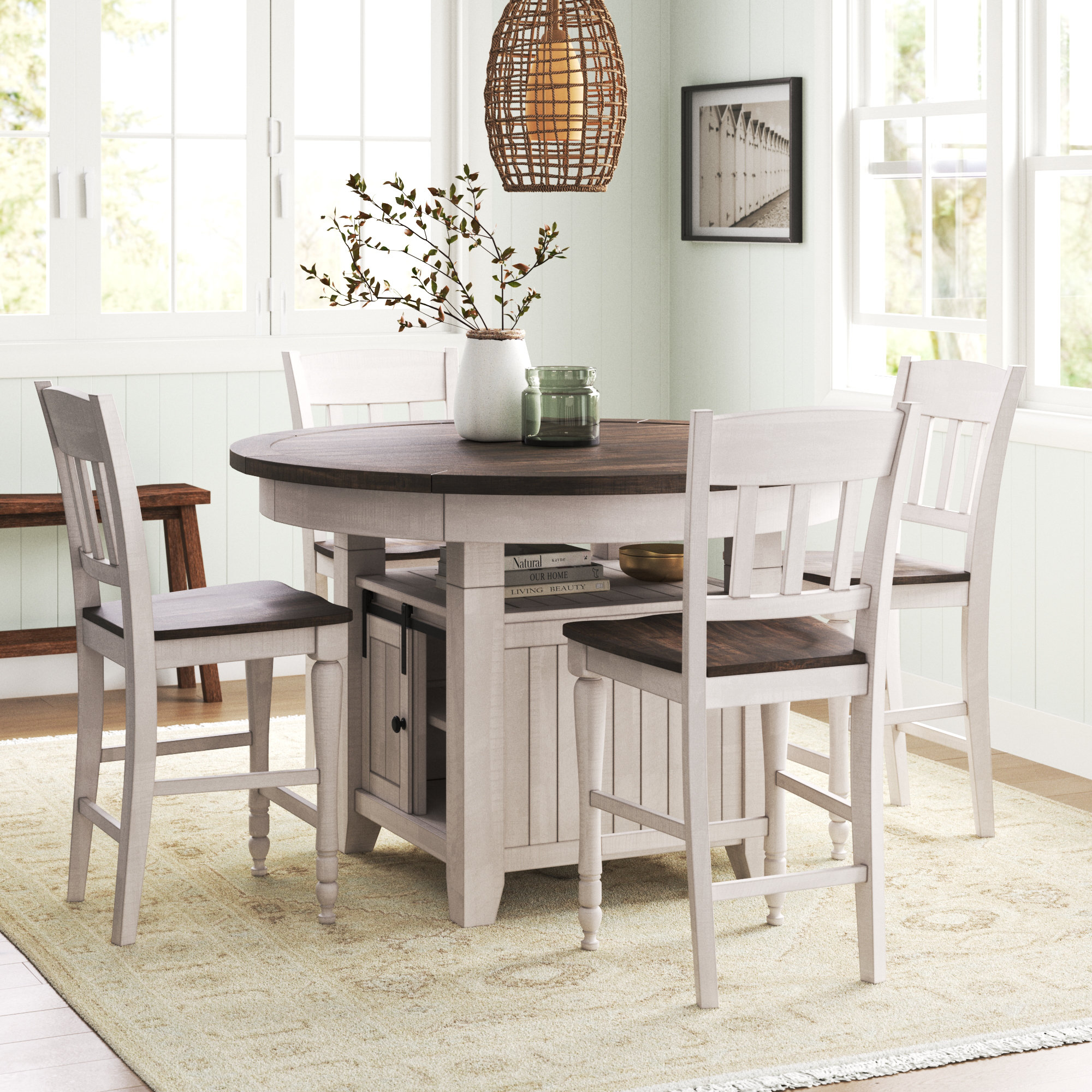 solid wood kitchen table with four chairs