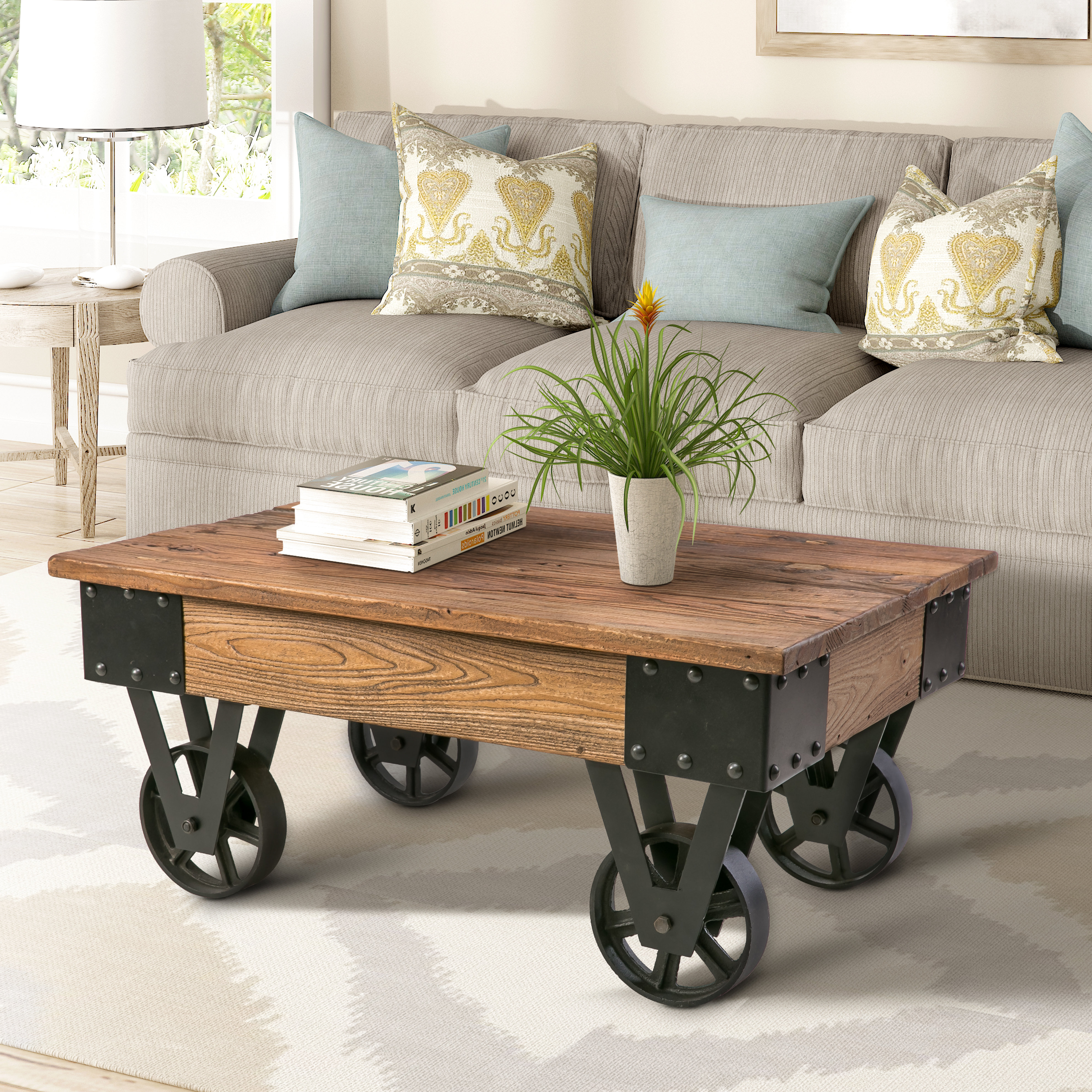 Williston Forge Deon Wheel Coffee Table Reviews Wayfair