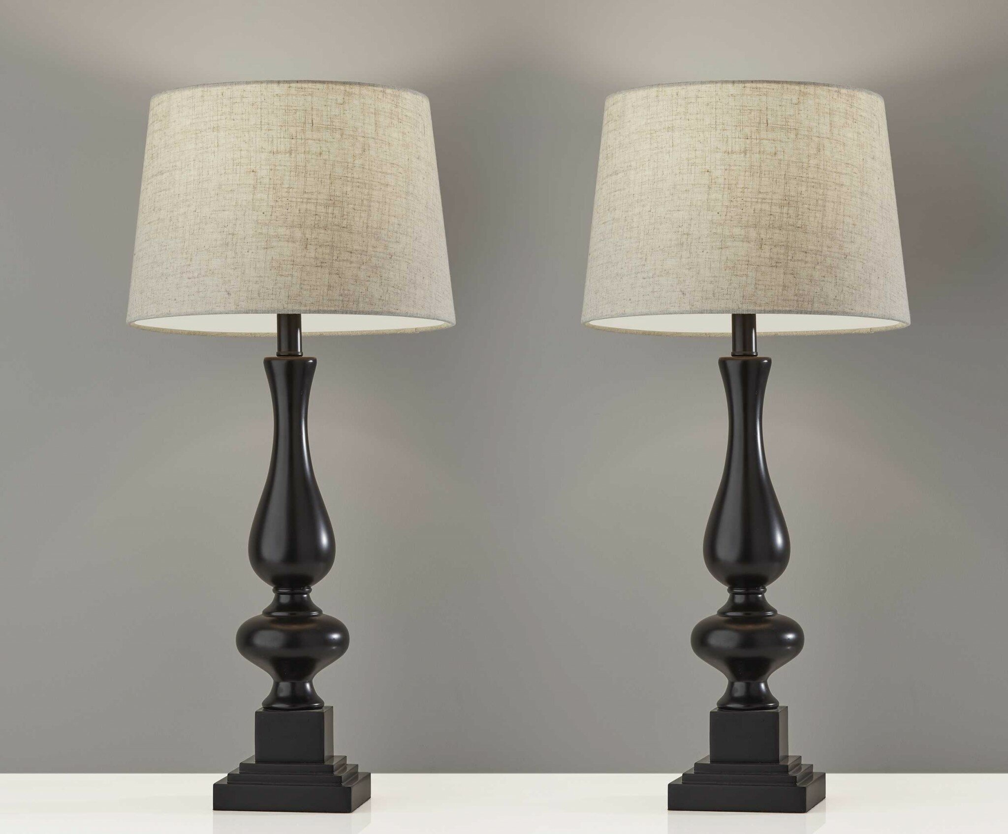 Canora Grey Set Of 2 Black Sculpted Statuesque Table Lamps Wayfair