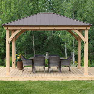Go to store & view more images Meridian 12 Ft. W x 14 Ft. D Solid Wood Patio Gazebo by Yardistry