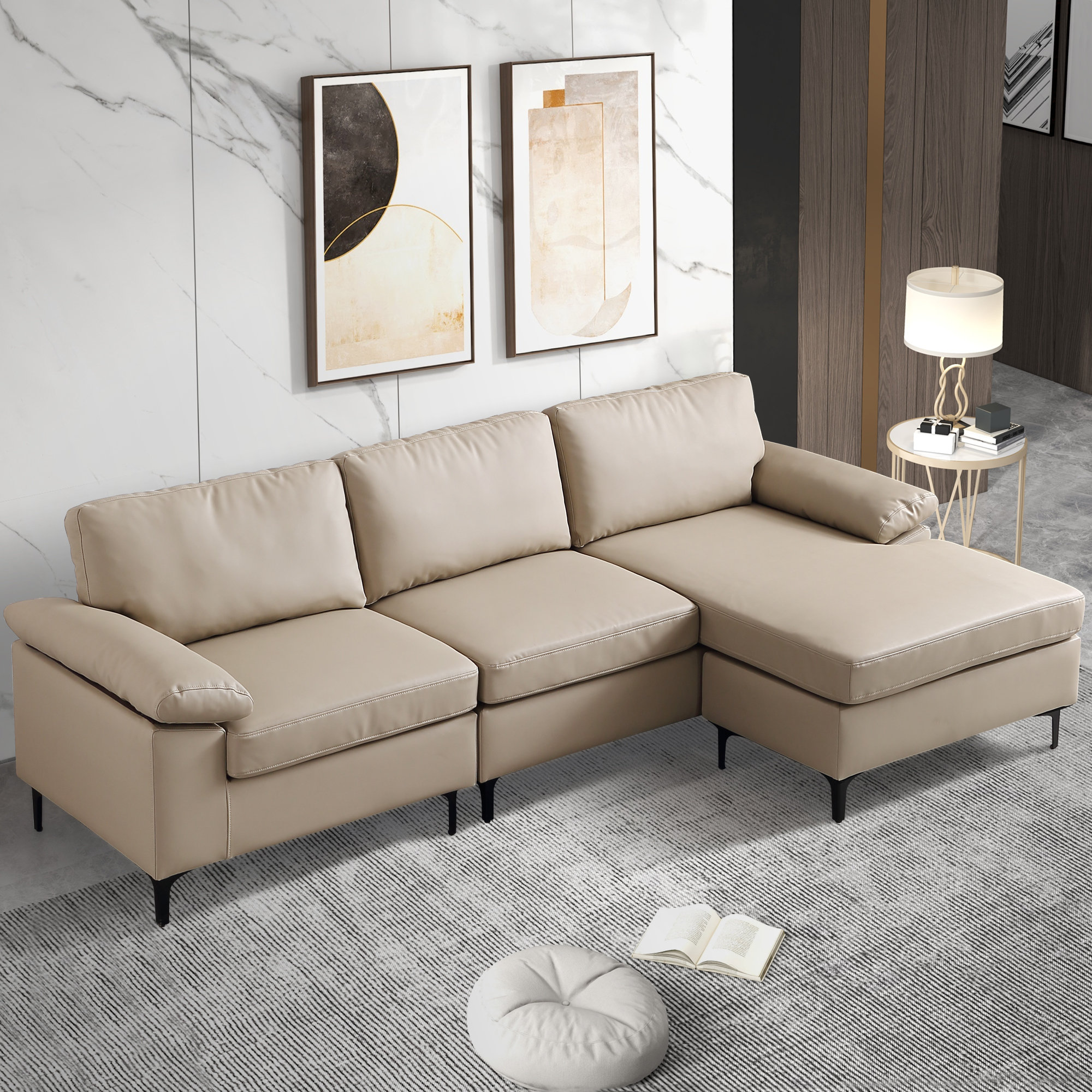 Orren Ellis Massanutten 2 Piece Vegan Leather Chaise Sectional Wayfair 7207