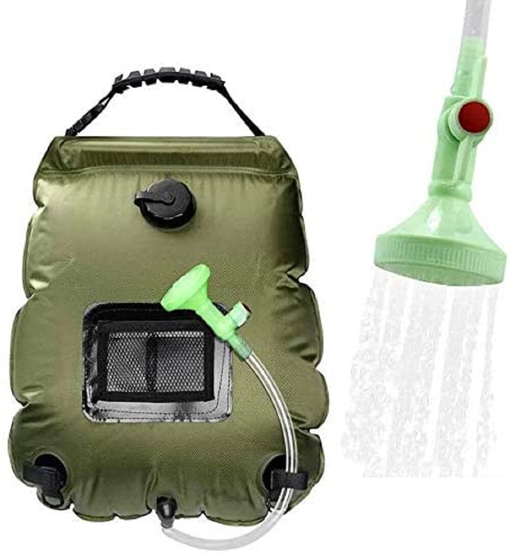 20L SOLAR POWERED SHOWER CAMPING WATER BAG PORTABLE SUN COMPACT HEATED OUTDOOR 