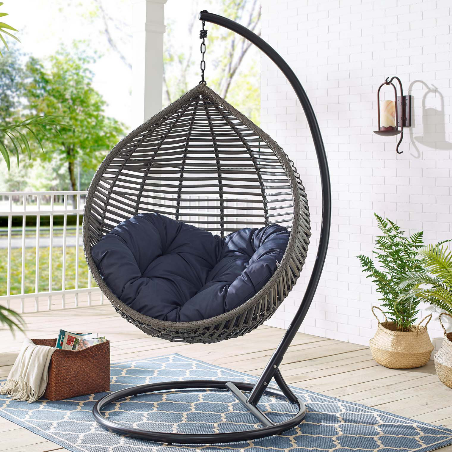 Bungalow Rose Chenery Teardrop Outdoor Swing Chair With Stand Reviews Wayfair