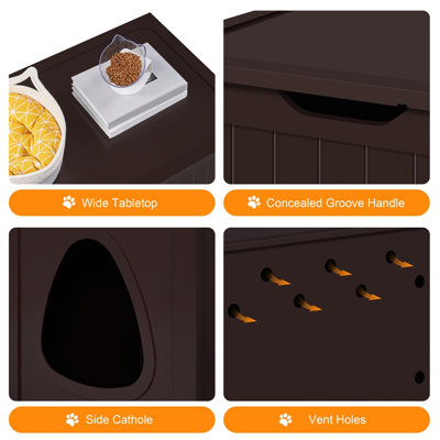 37.5? L × 21? W × 23? H Wooden Cat Litter Box Enclosure With Divider