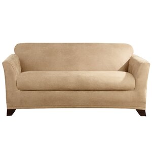 Stretch Leather Box Cushion Loveseat Slipcover