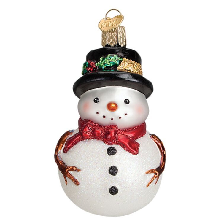 Old World Christmas Holly Hat Snowman Hanging Figurine Ornament 