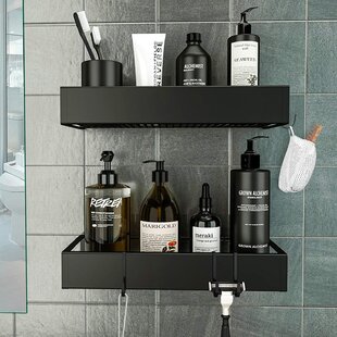 SUS304 Wall Mounted Double Bathroom Shower Shelf Holder Storage Caddy Organizer 