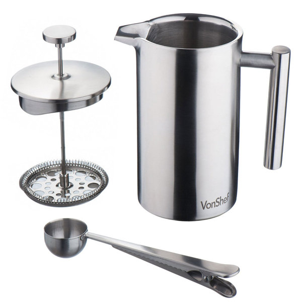Vonshef Stainless Steel French Press Cafetiere Coffee Maker Vonshef Stainless Steel French Press Cafetiere Coffee Maker Reviews Wayfair