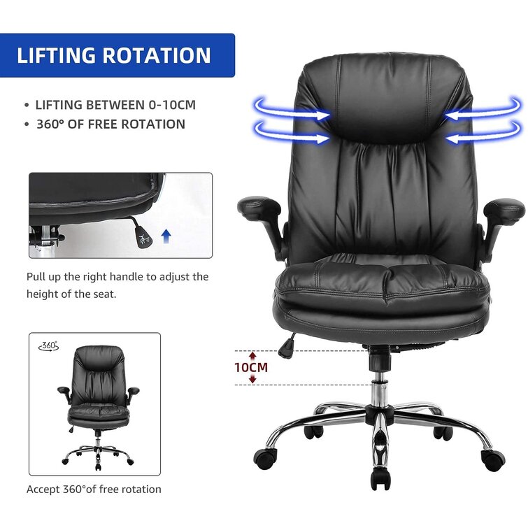 B2C2B Leather Executive Office Chair Brown Ergonomic Computer Desk Chair with Wheels and arms Swivel Task Chair Gaming Chair with Lumbar Support 