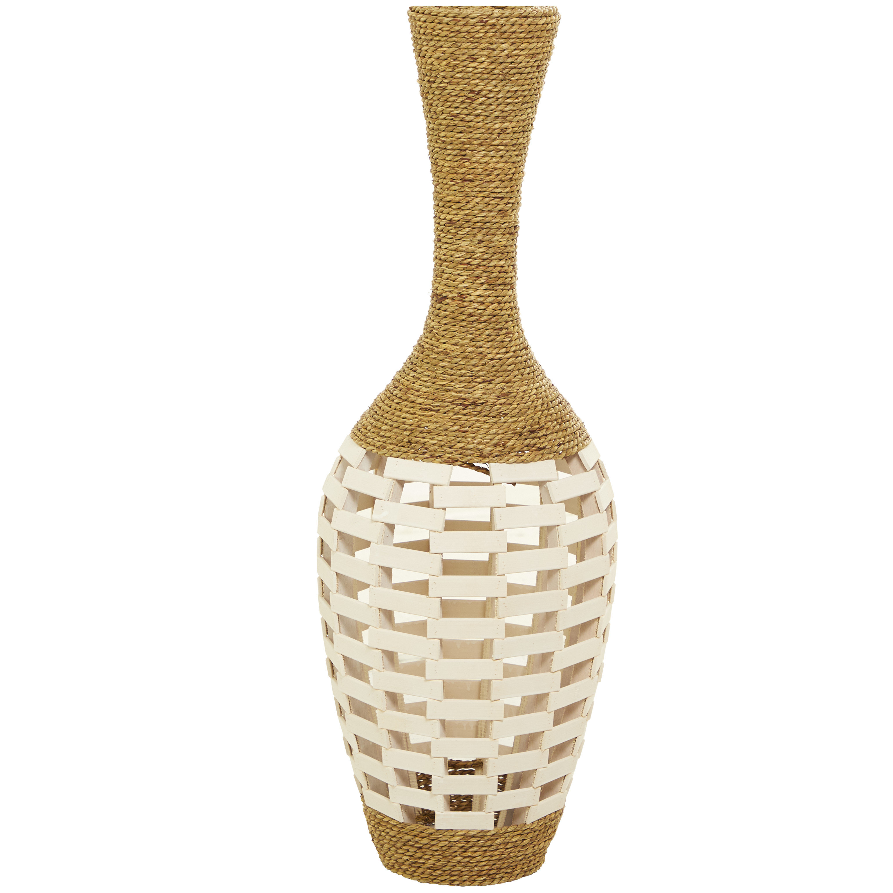 Bayou Breeze Alachua Brown/White Seagrass Table Vase | Wayfair