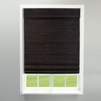 60 x 160 cm Brooklyn Black Corded Fabric Roman Window Blind with Line Pattern and Papyrus Design 