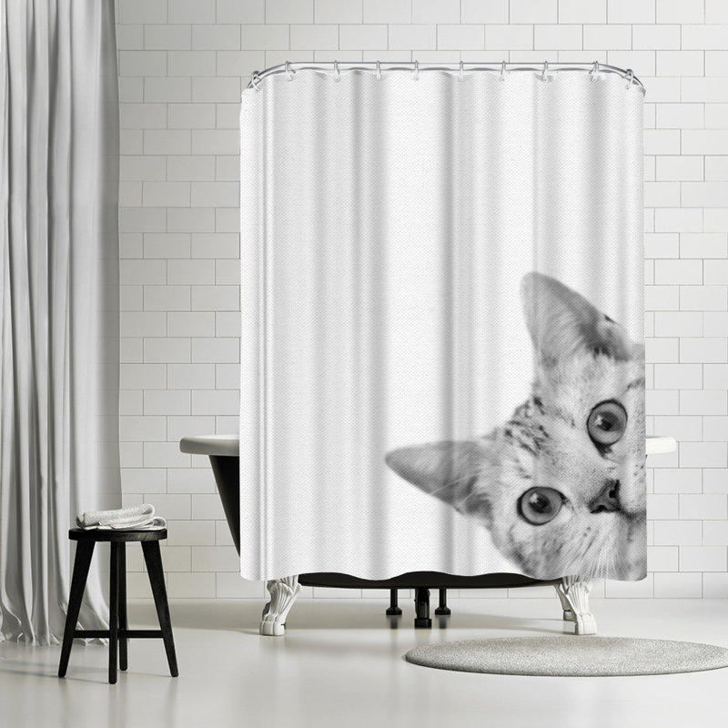 East Urban Home Nauda Cat Shower Curtain Wayfair