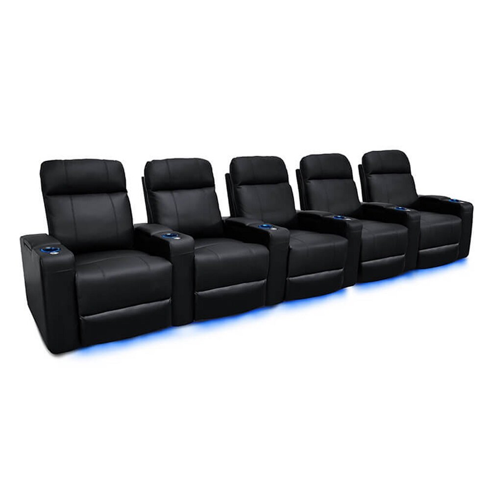 Valencia Theater Seating 162'' Wide Genuine Leather Home Theater ...