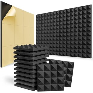 2.8 X 12 X 12 Acoustic Foam Sound Absorption 3D Pyramid Studio Treatment Wall Panels 24 Pack Studio Wedge Tiles Acoustic Foam Panels